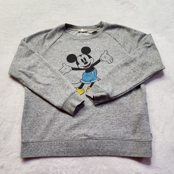Levi's Sweaters - Disney X Levis Mickey Mouse Lightweight Grey Pullover Sweatshirt Size Small